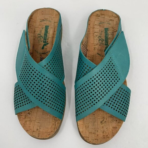 BioNatura Pamina slide comfort sandals green blue mesh criss-cross 39 8 - Picture 4 of 7